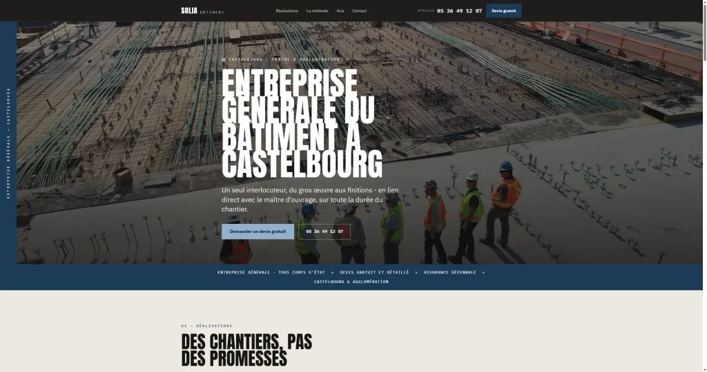 Maquette de refonte du site : Entreprise générale du bâtiment