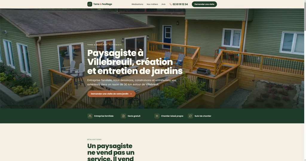 Maquette de refonte du site : Entreprise de paysagisme et d’entretien d’espaces verts